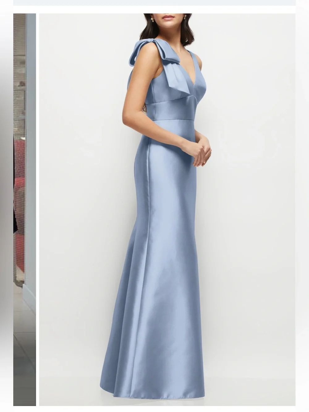 ALFRED SUNG bow detail sleeveless satin twill trumpet gown - Cloudy - Picture 2 of 4